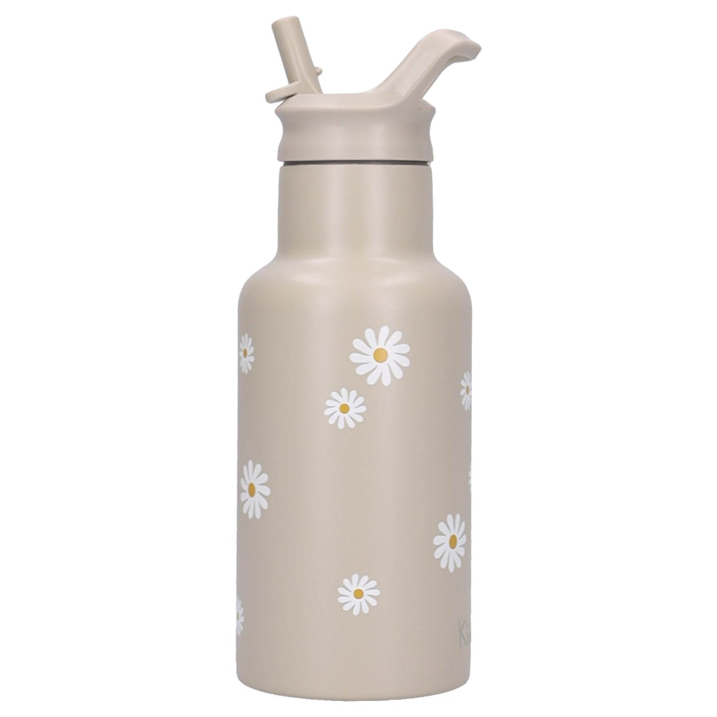 Kidzroom Nostalgia Trinkflasche Kinder 350 ml mit Strohhalm Blumen Motiv für Schule und Kita