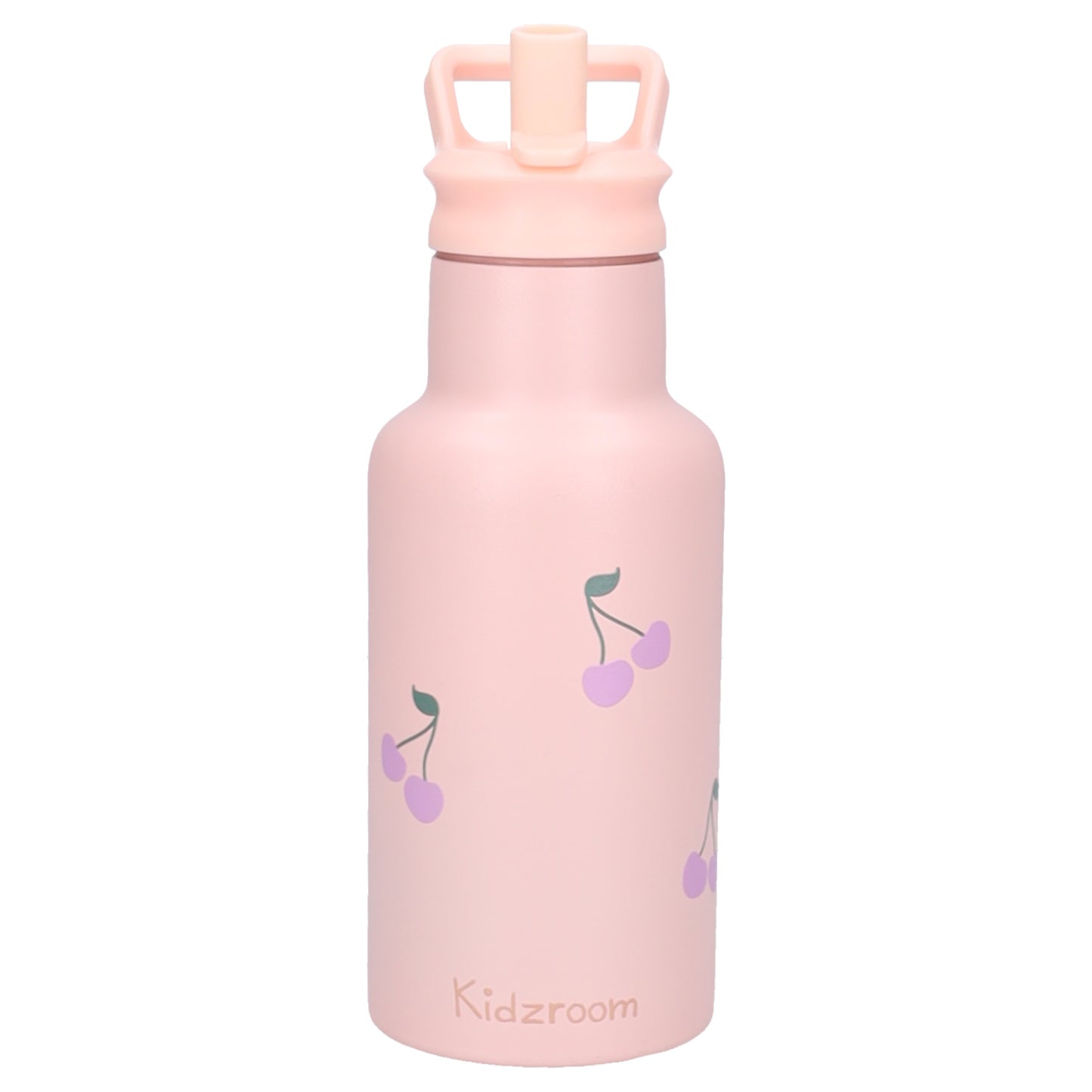 Kidzroom Nostalgia Trinkflasche Kinder 350 ml mit Strohhalm Blumen Motiv für Schule und Kita
