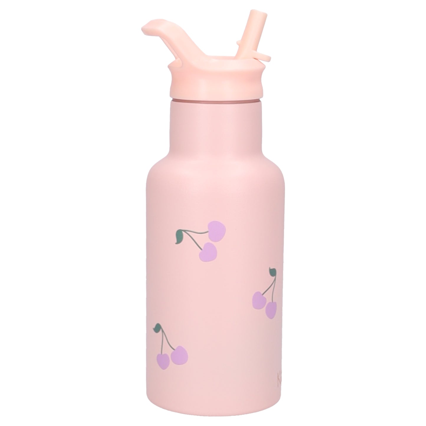 Kidzroom Nostalgia Trinkflasche Kinder 350 ml mit Strohhalm Blumen Motiv für Schule und Kita