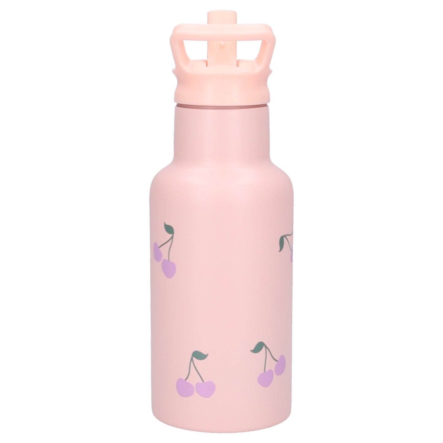 Kidzroom Nostalgia Trinkflasche Kinder 350 ml mit Strohhalm Blumen Motiv für Schule und Kita