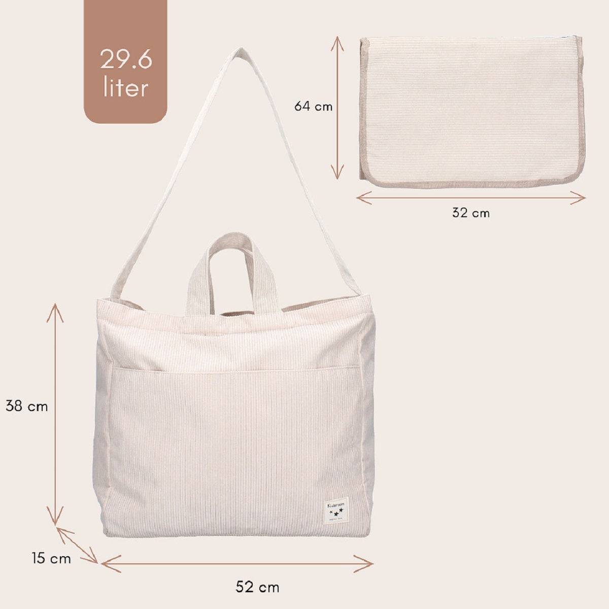 Kidzroom Care Tenderness Windeltasche – Mit Wickelunterlage und viel Stauraum