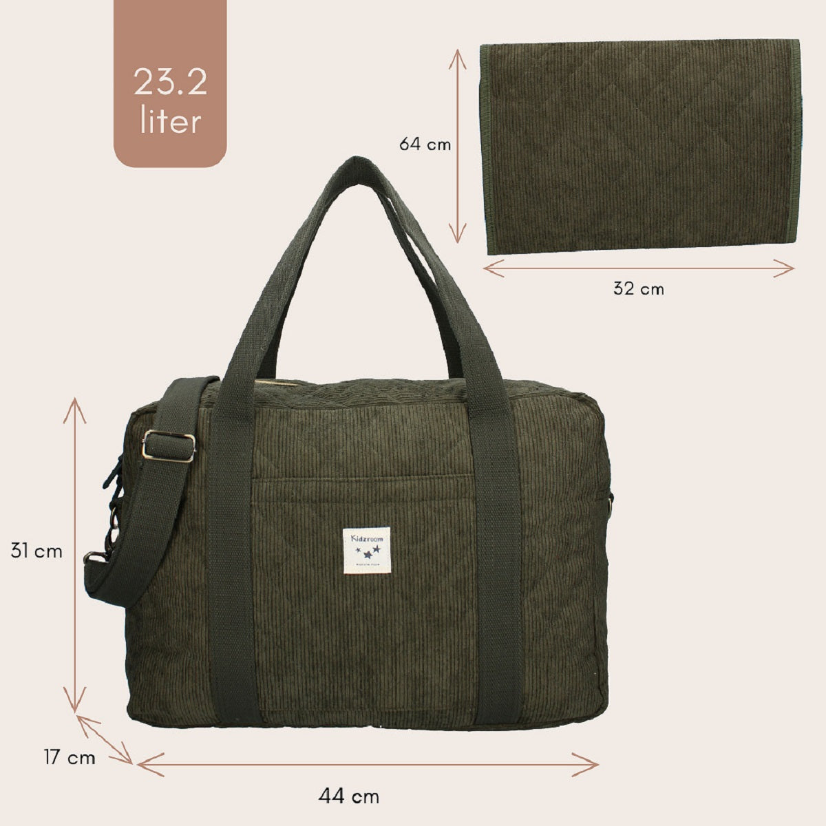 Kidzroom Care Wickeltasche – Modisches Design mit viel Stauraum