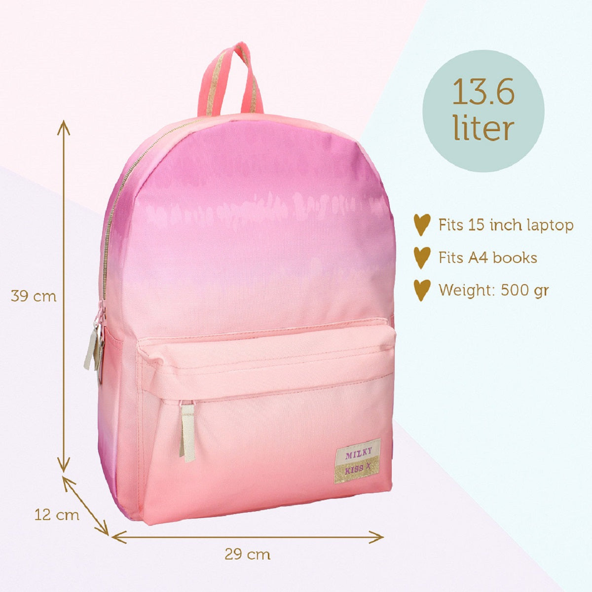 Milky Kiss Bold Style Rucksack – Auffälliger Rucksack in Rosa Degrade Schultasche