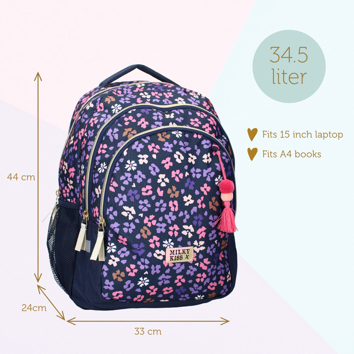 Milky Kiss Rucksack – Schultasche mit Große-Fächer Schulrucksack