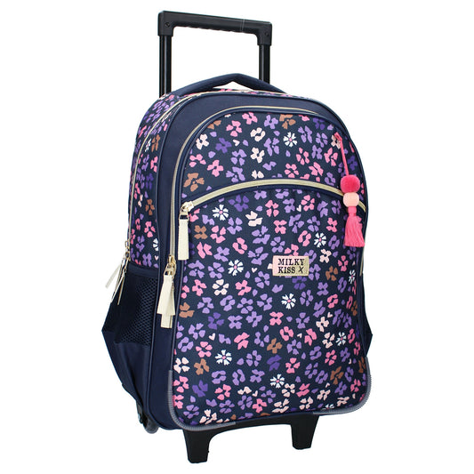 Milky Kiss Trolley-Rucksack Divine Days Dunkelblau mit Blumen