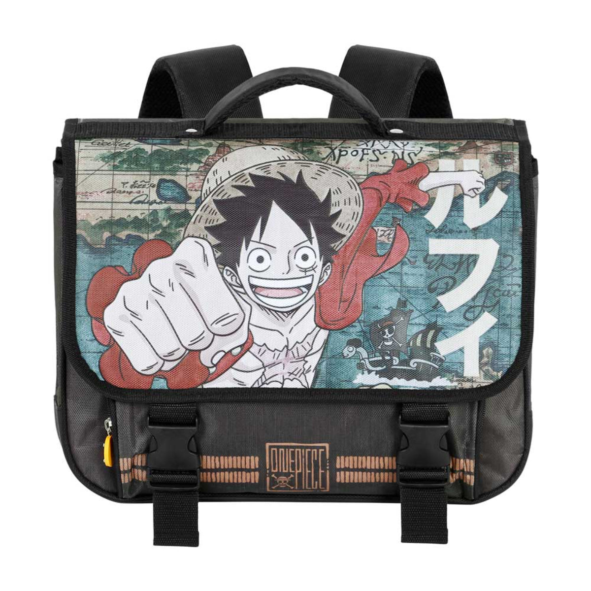 One Piece Schulranzen 38 × 30 × 12 cm mit Überschlag und Steckverschluss