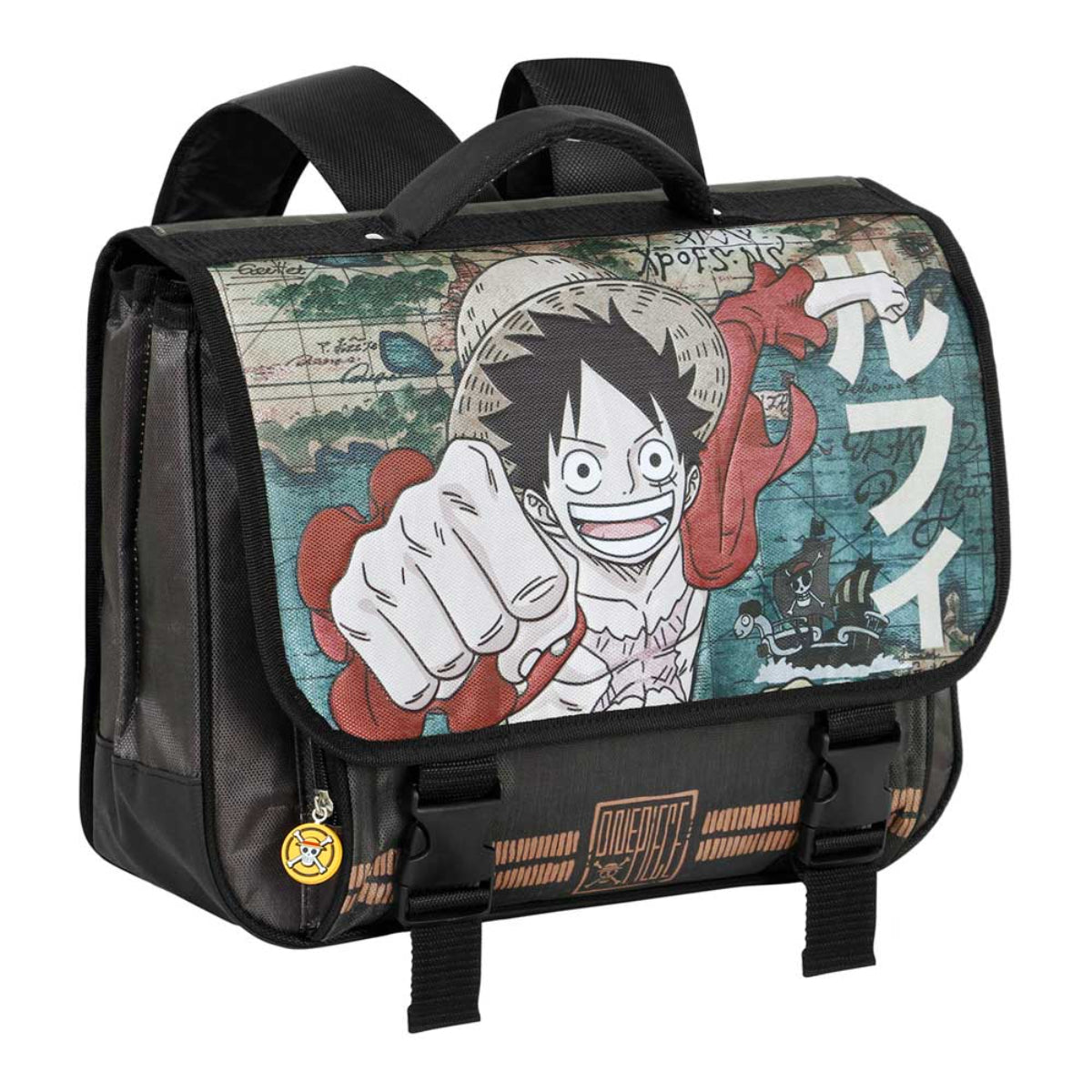 One Piece Schulranzen 38 × 30 × 12 cm mit Überschlag und Steckverschluss