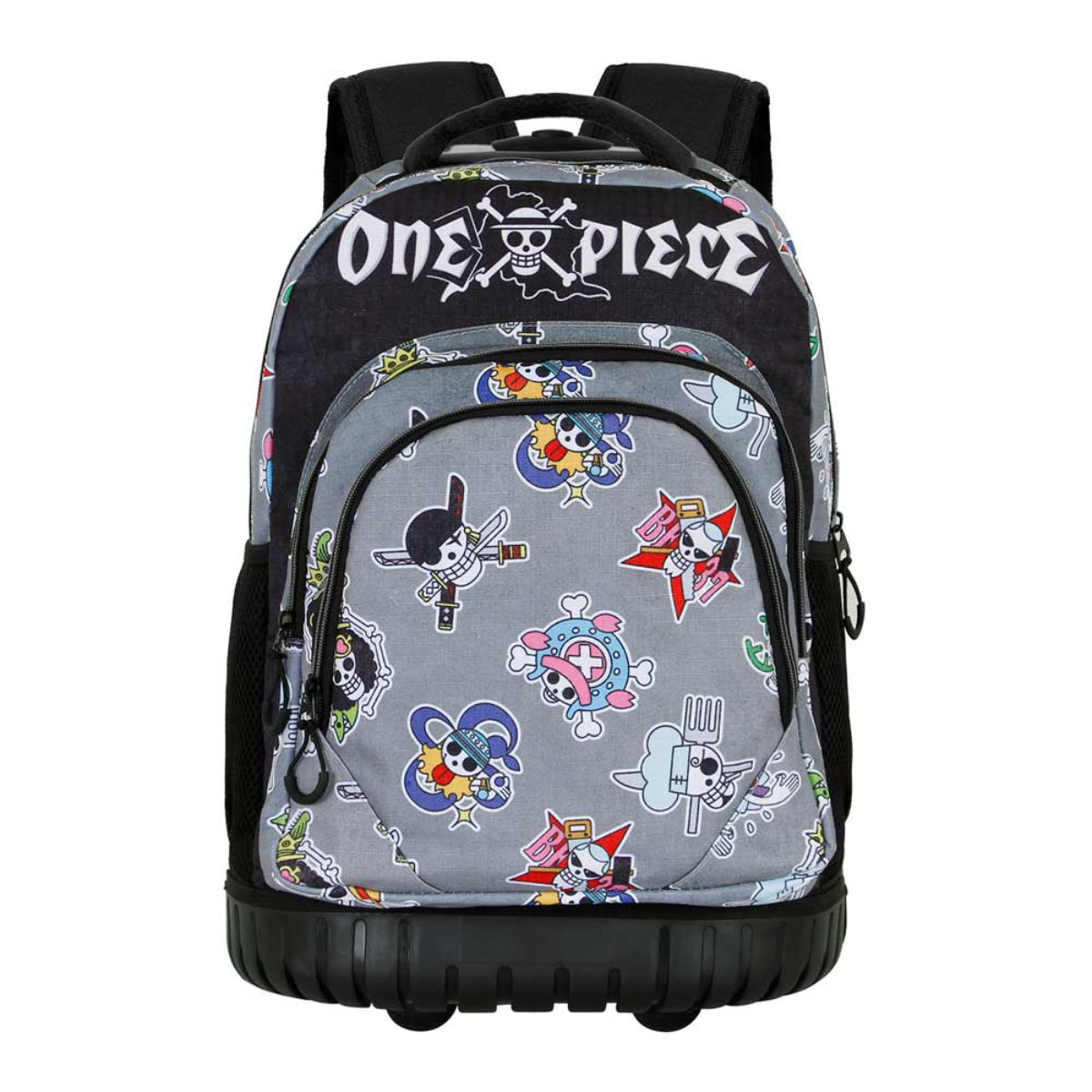 One Piece Rucksack mit Rollen Grau Schul und Reise Trolley
