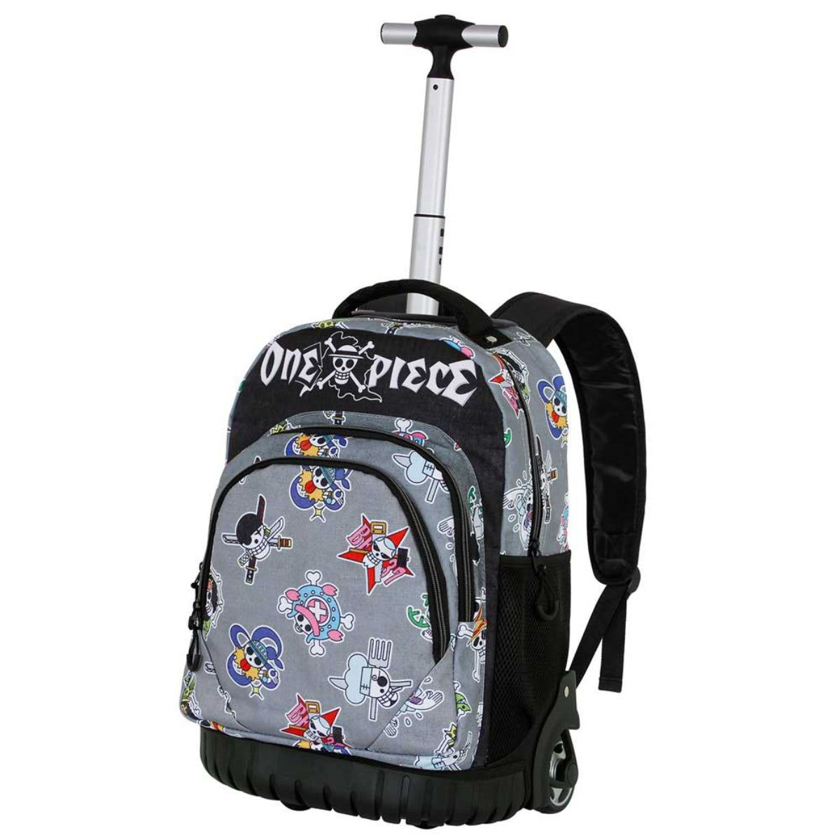 One Piece Rucksack mit Rollen Grau Schul und Reise Trolley