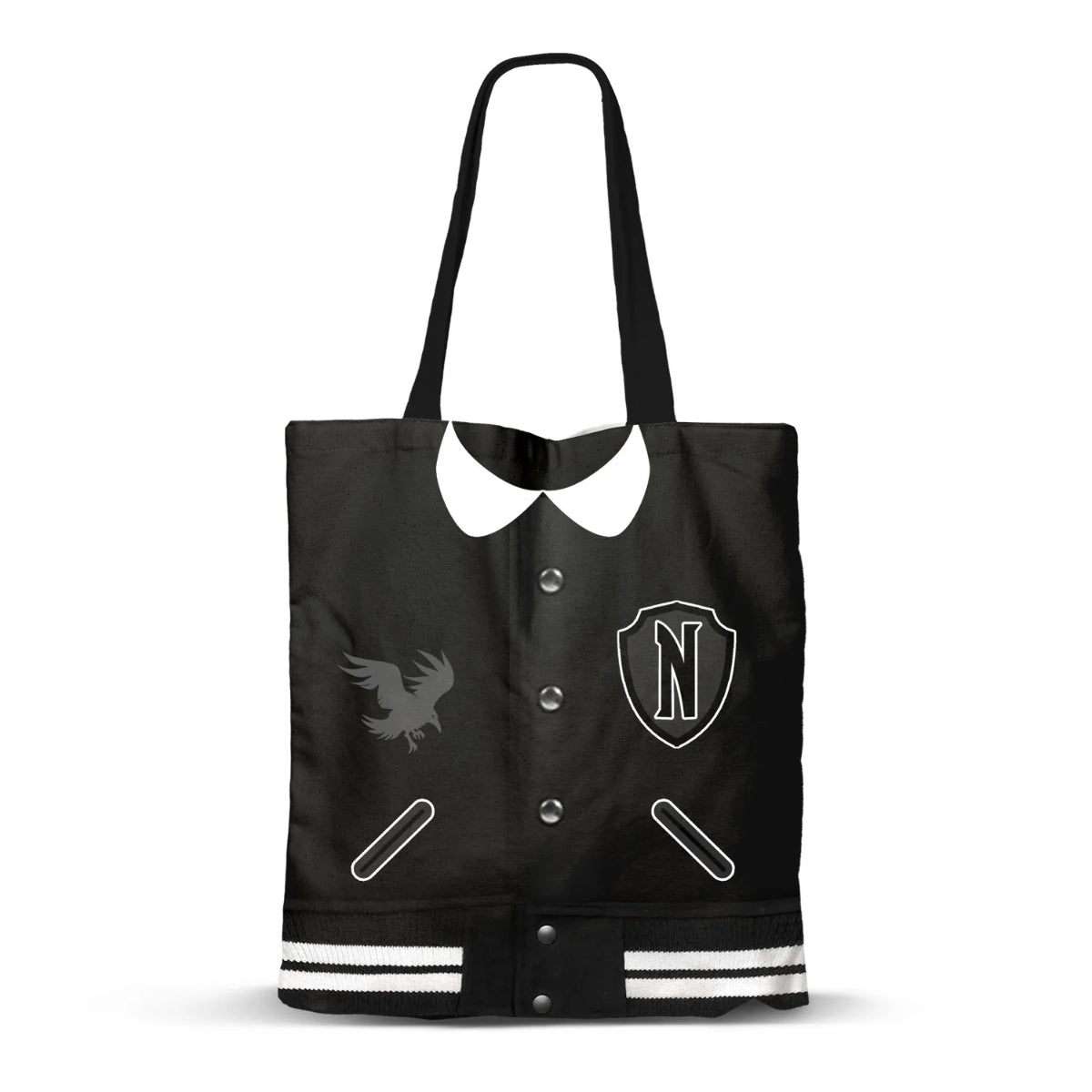Wednesday Varsity Shopping Bag schwarz Tote Bag mit großem Hauptfach und Innenfach