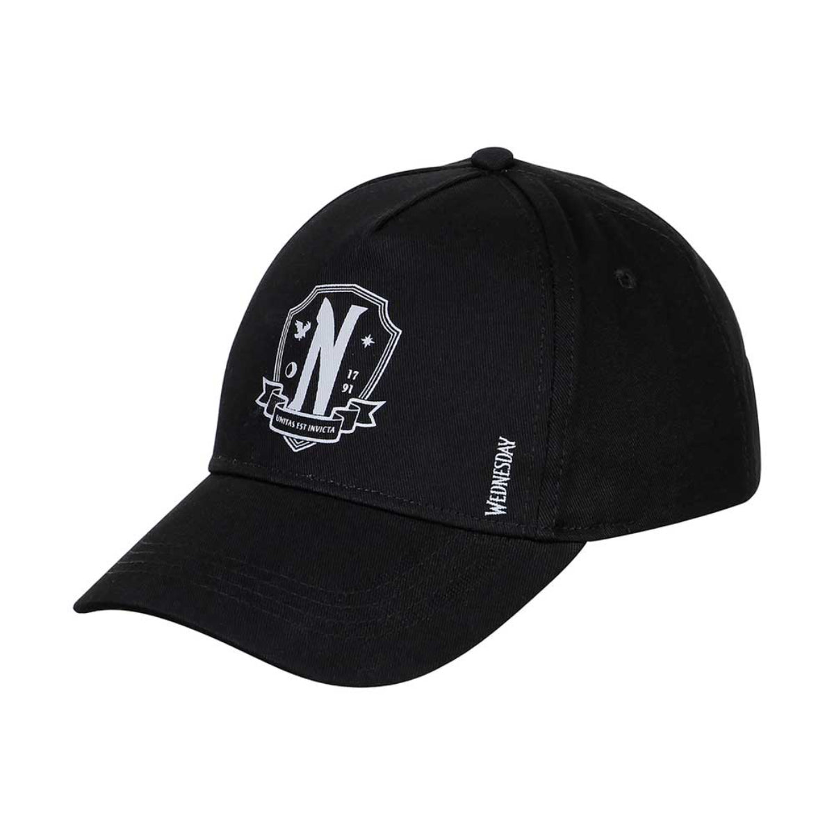 Wednesday Original Kinder Cap schwarz mit Schirm verstellbar für Alltag und Freizeit