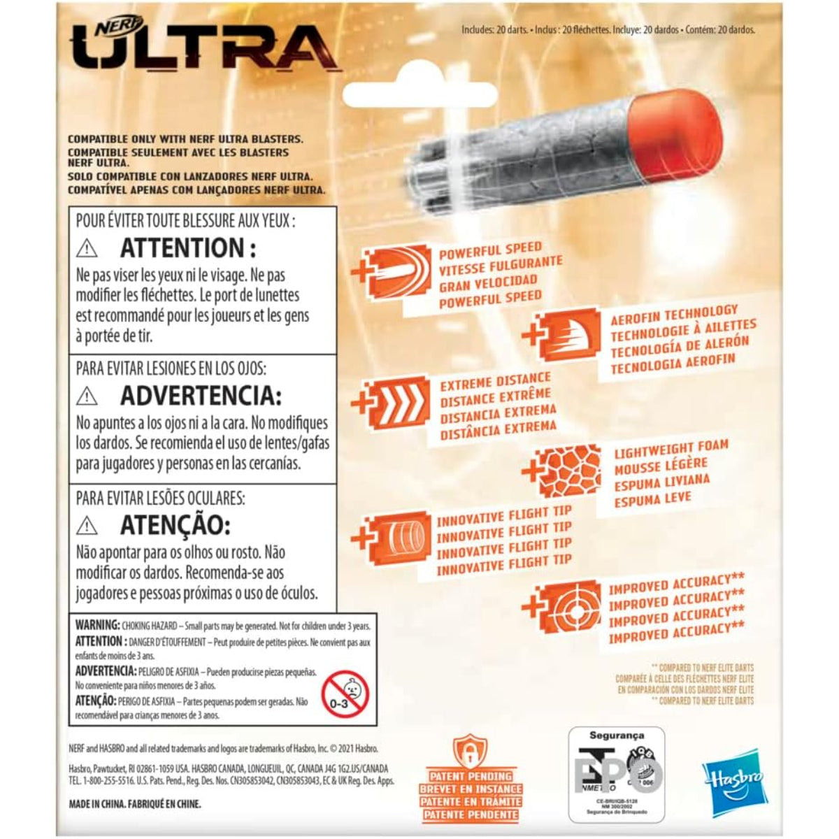 Nerf E6600 Ultra One Nachfüllpack mit 20 Darts für kompatible Ultra Blaster