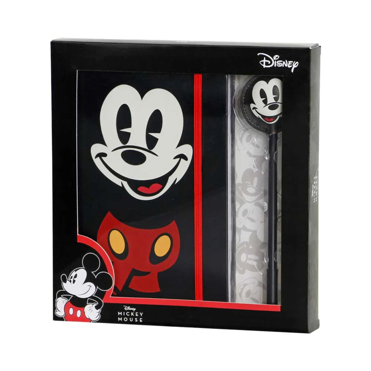 Disney Mickey Mouse Notizbuch Set Schwarz mit Kugelschreiber Geschenkbox Schreibset