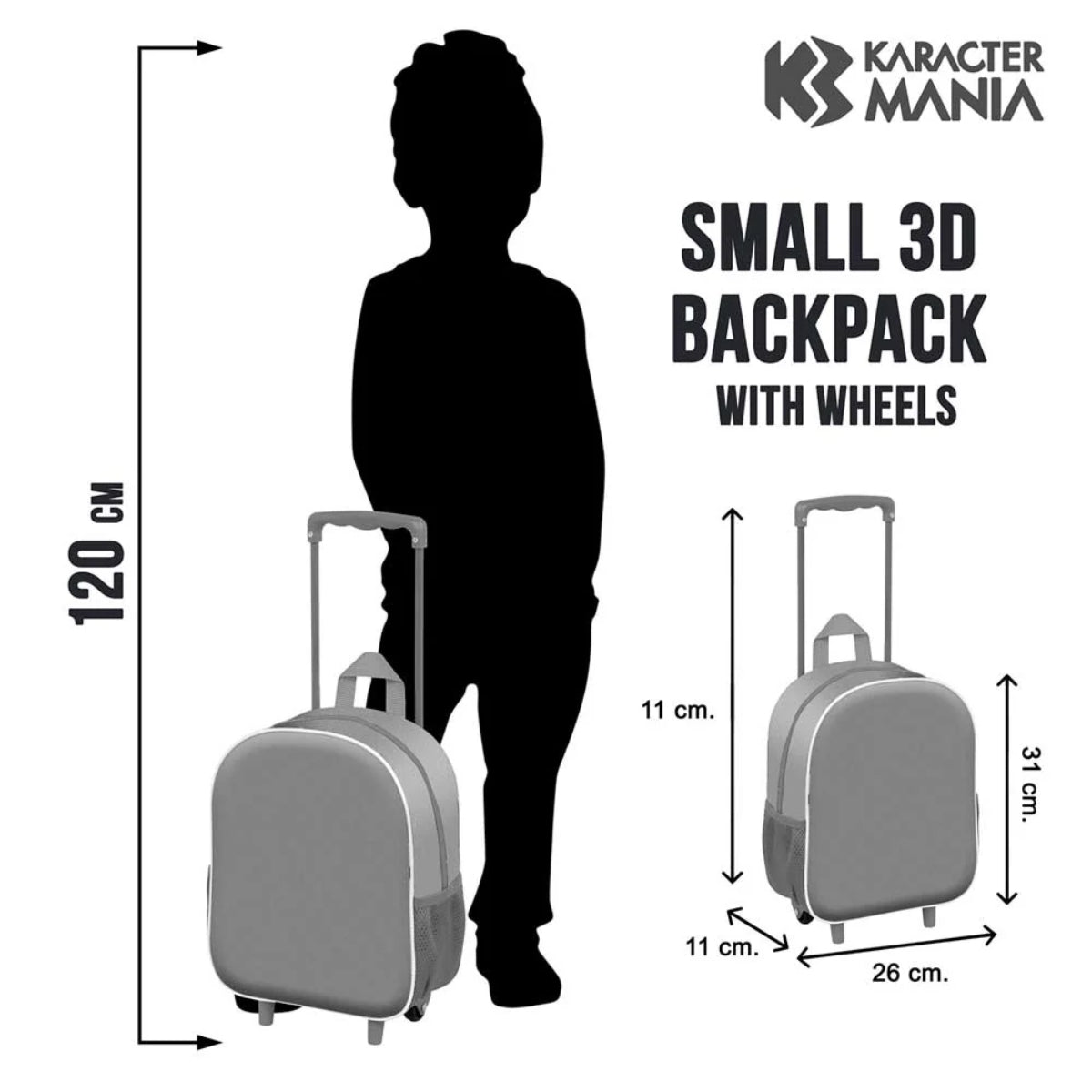 One Piece Kleiner Kinder Rucksack mit Rollen Blau Reisetasche mit Trolleyfunktion