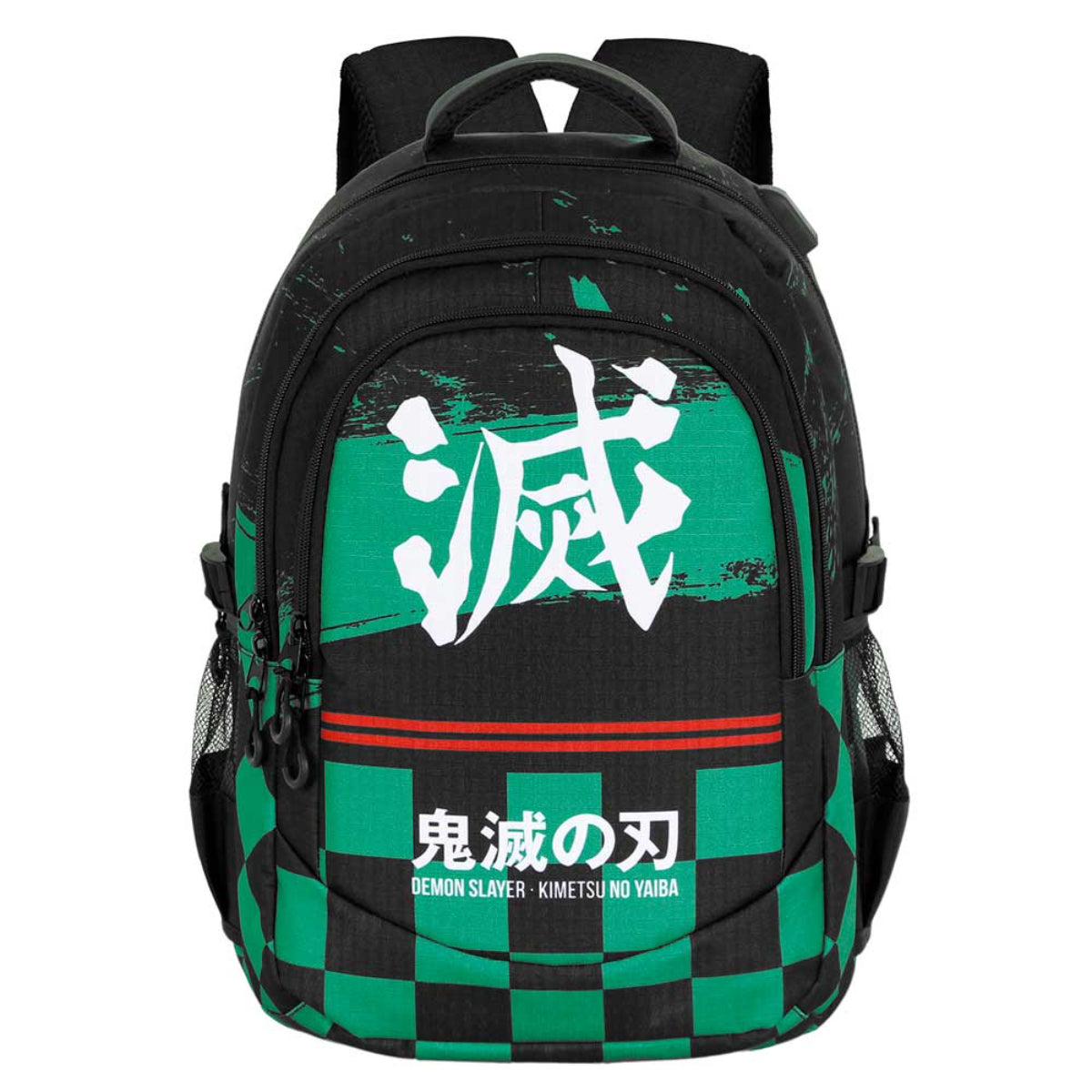 Demon Slayer Tanjiro Schulrucksack Mehrfarbig mit USB Anschluss und Laptopfach