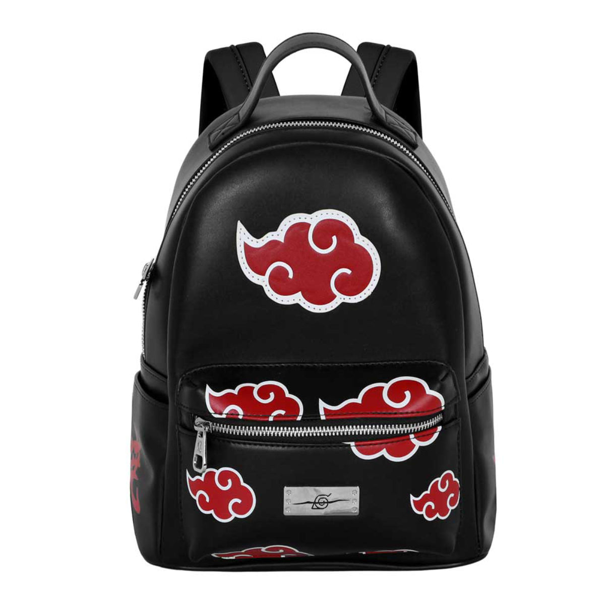 Naruto Clouds Rucksack schwarz City Backpack mit Reißverschluss Fronttasche und Innenfach