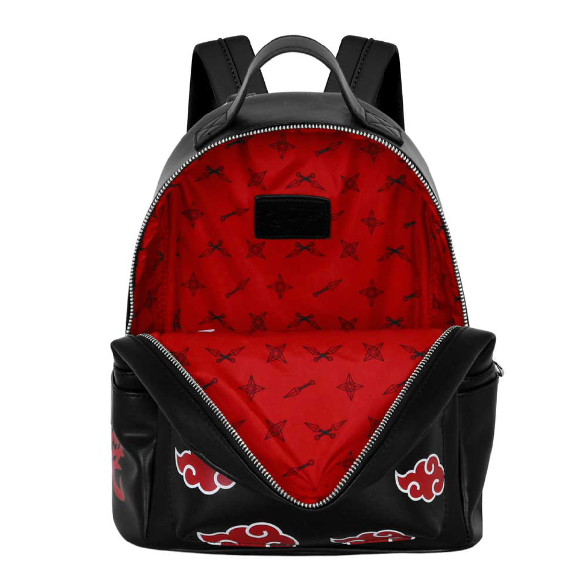 Naruto Clouds Rucksack schwarz City Backpack mit Reißverschluss Fronttasche und Innenfach