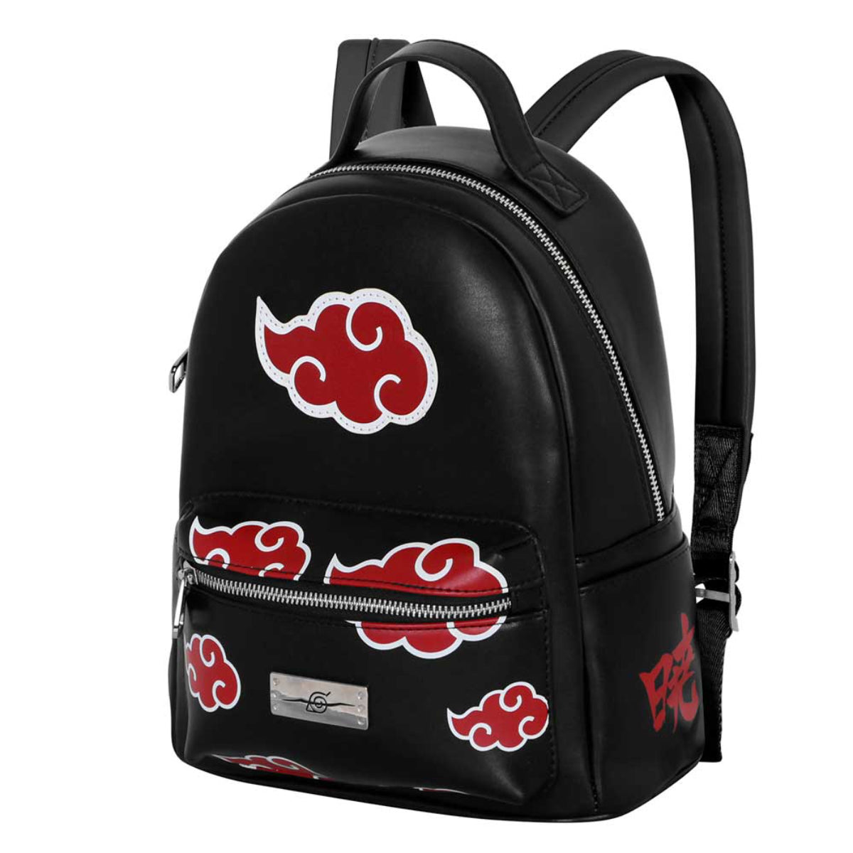 Naruto Clouds Rucksack schwarz City Backpack mit Reißverschluss Fronttasche und Innenfach