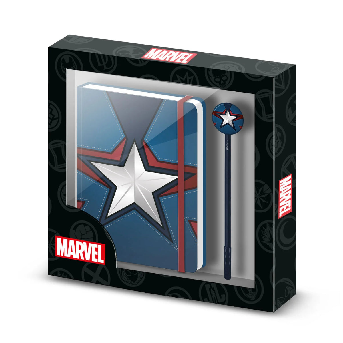 Marvel Captain America Notizbuch Set mit Kugelschreiber Geschenkbox Schreibset