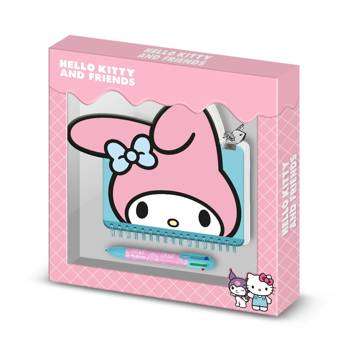Hello Kitty Tagebuch Set mit 6 Farb Kugelschreiber Schloss und Schlüssel