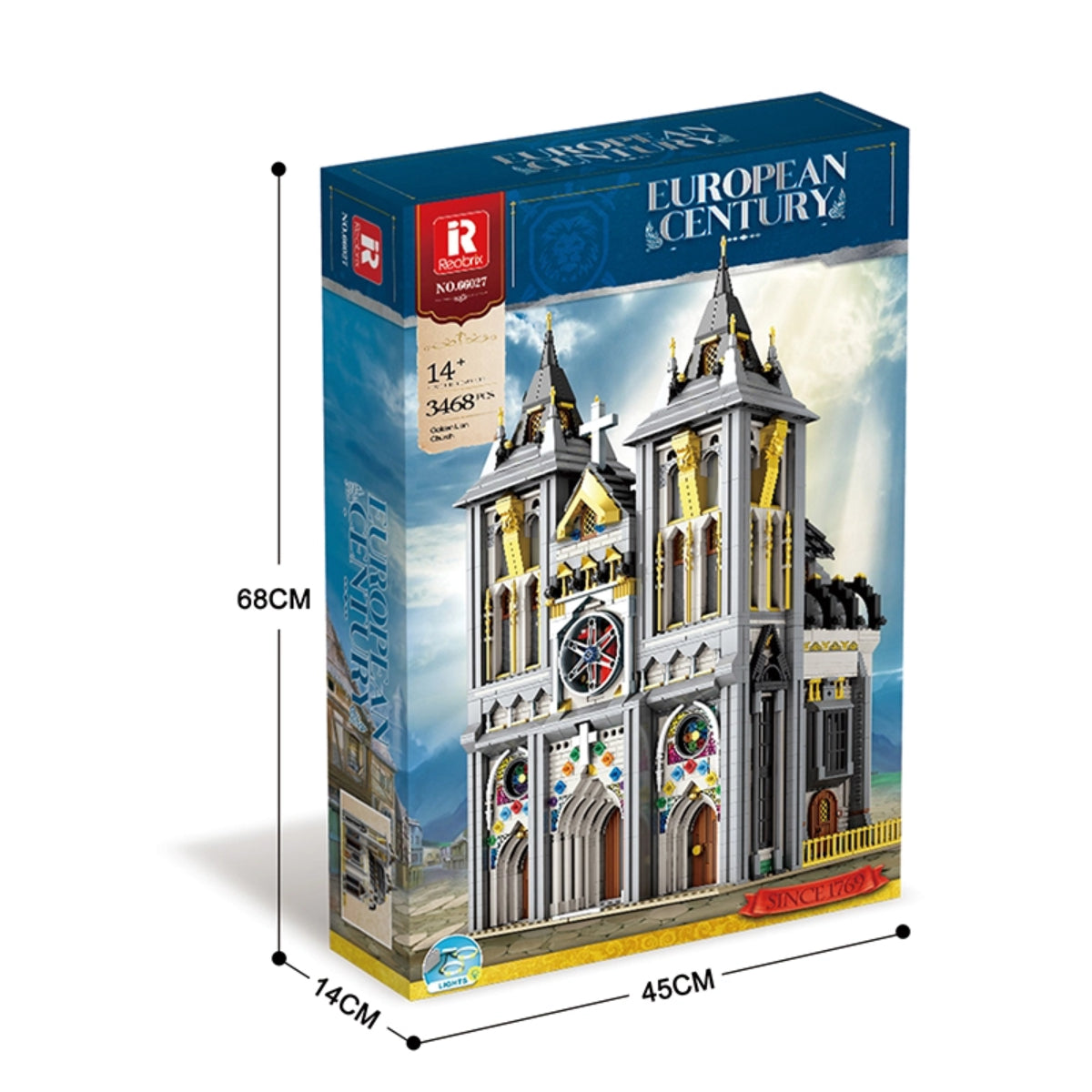 Reobrix 66027 Mittelalterliche Kirche Klemmbaustein Gebäude 3468 Teile ab 14