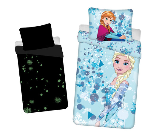 Disney Frozen Baumwolle Bettwäsche mit Glow Effect Bettbezug 140x200 cm & Kissenbezug 70x90 cm