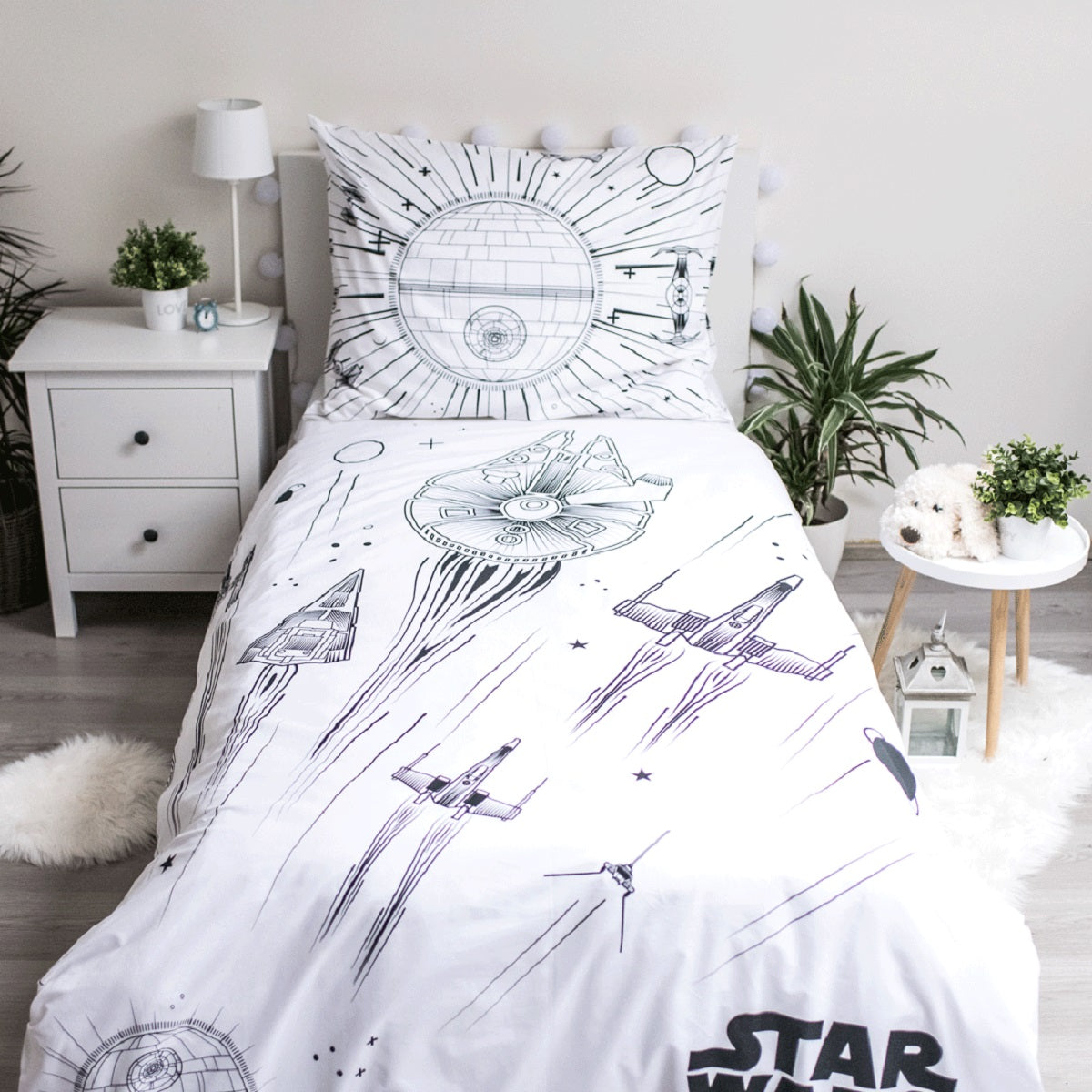 Star Wars Kuschelige Bettwäsche mit Glow Effect Baumwolle, 140x200 cm & 70x90 cm