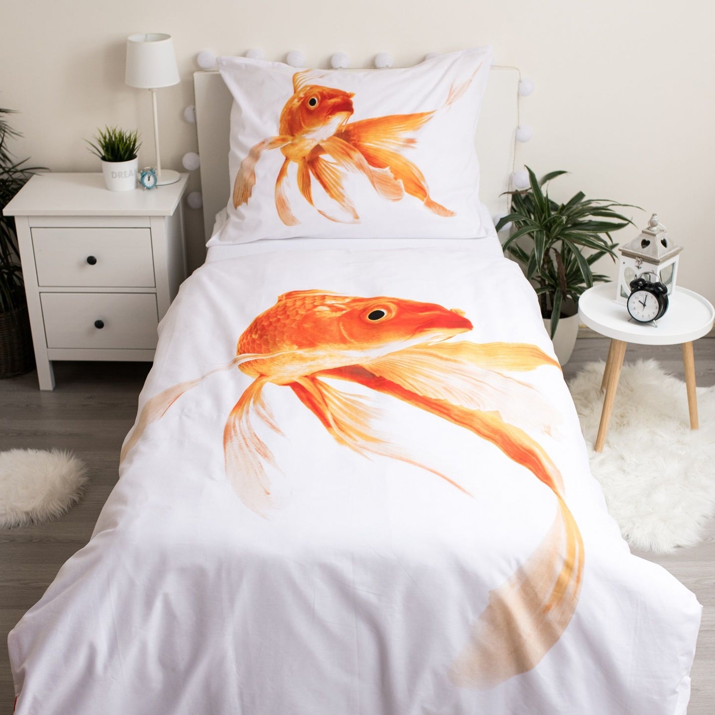 Golden Fish Kuschelige Bettwäsche Baumwolle, 140x200 cm & 70x90 cm