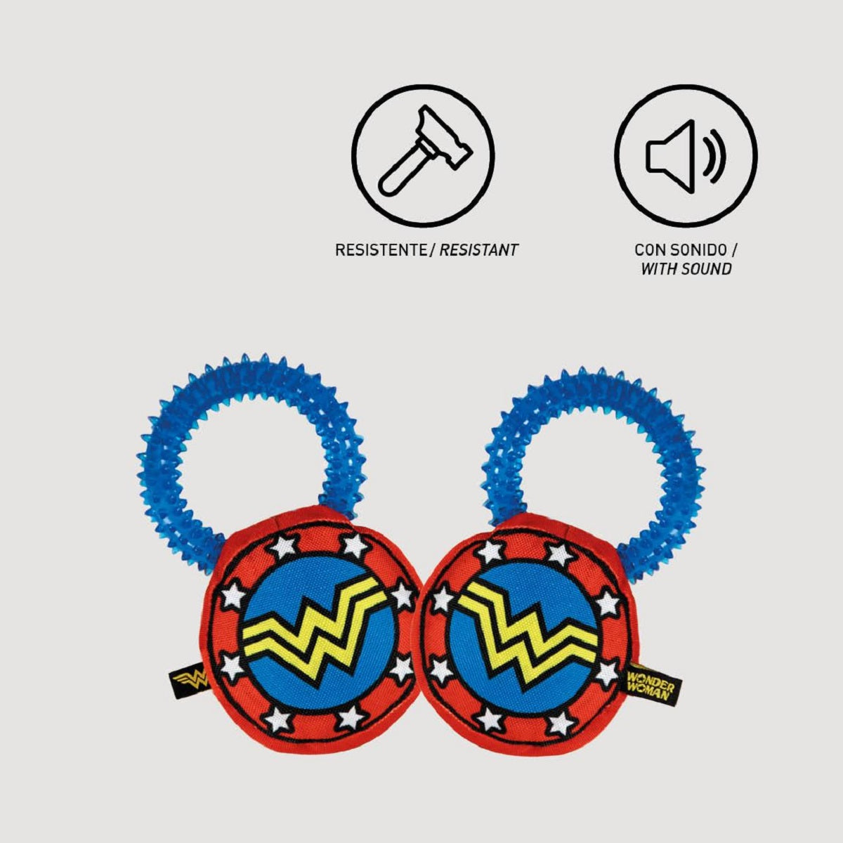Wonder Woman Hundespielzeug – Beißring mit Quietscher & Zahnfleischmassage