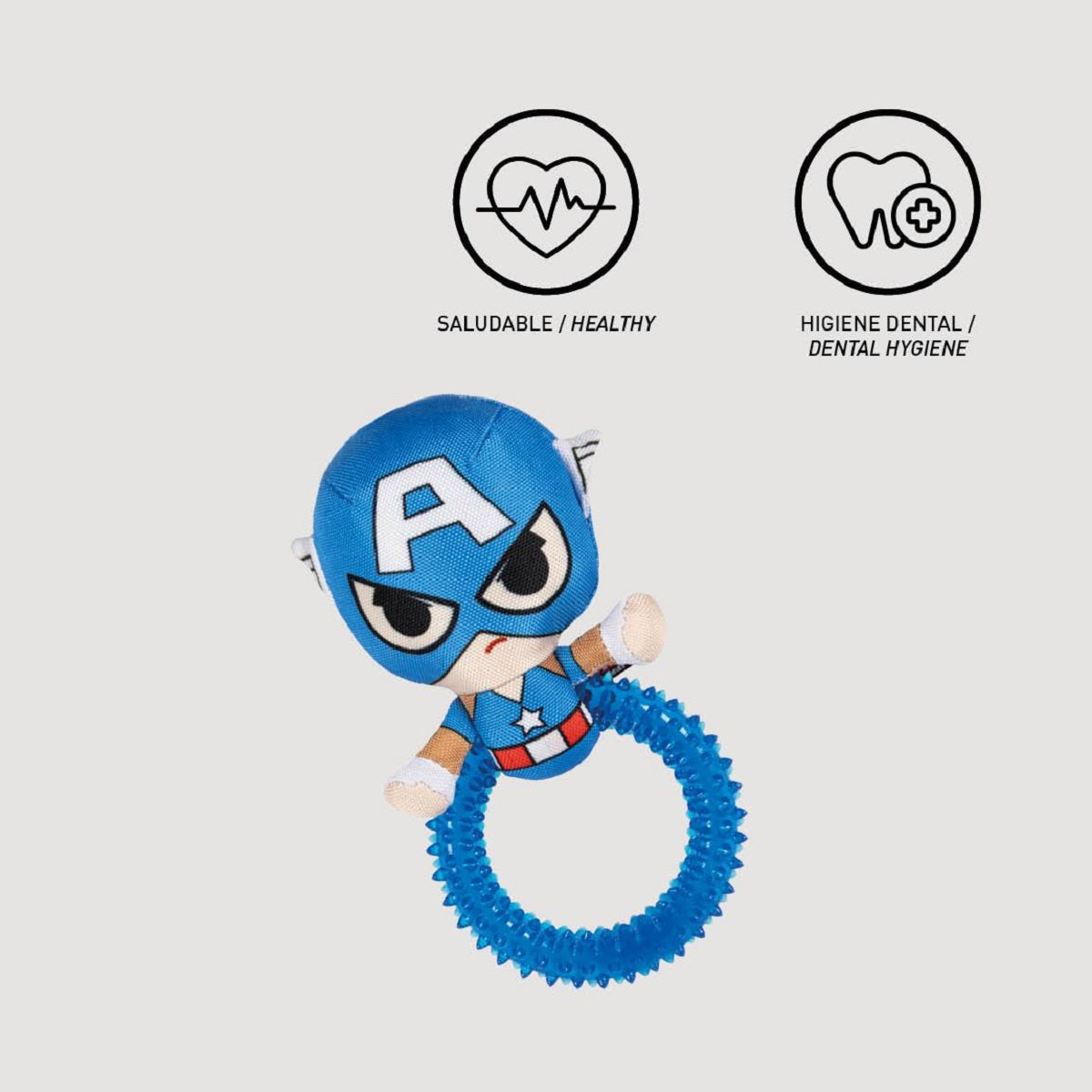 Captain America Hundespielzeug – Robuster Beißring mit Quietscher