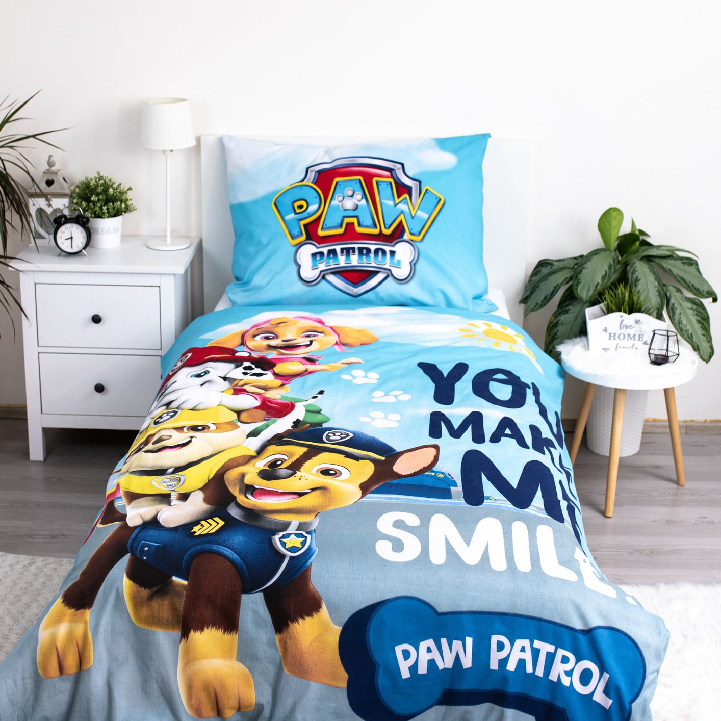 Paw Patrol Design mit Glow Effect Kuschelige Bettwäsche Baumwolle, 140x200 cm & 70x90 cm