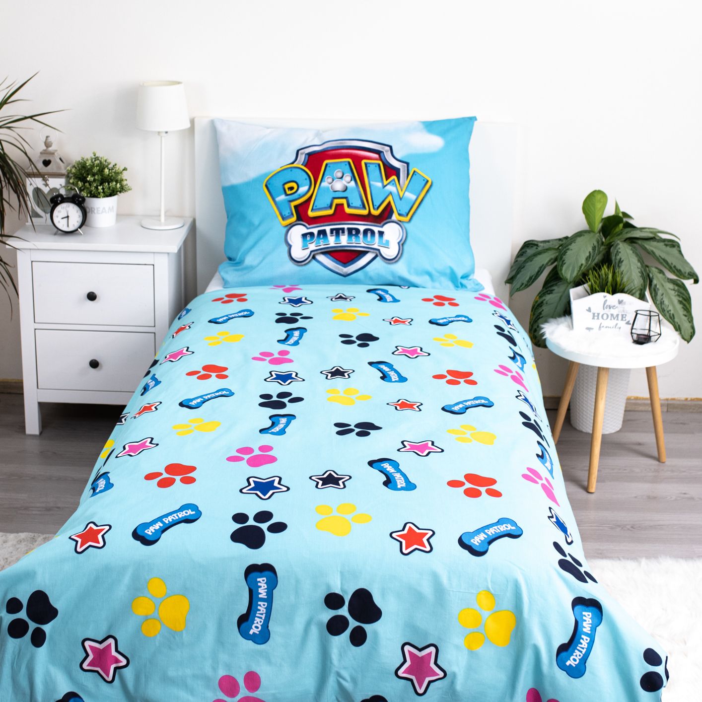 Paw Patrol Design mit Glow Effect Kuschelige Bettwäsche Baumwolle, 140x200 cm & 70x90 cm