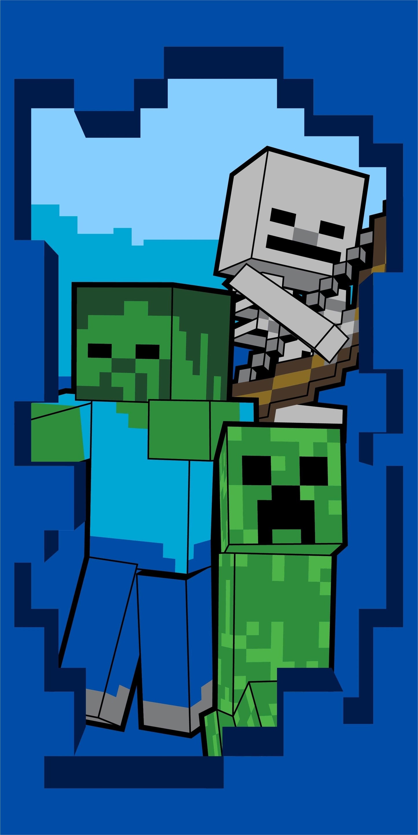 Minecraft Baumwolle Strandtuch Frottee Badetuch mit Premium Druck, 70x140 cm