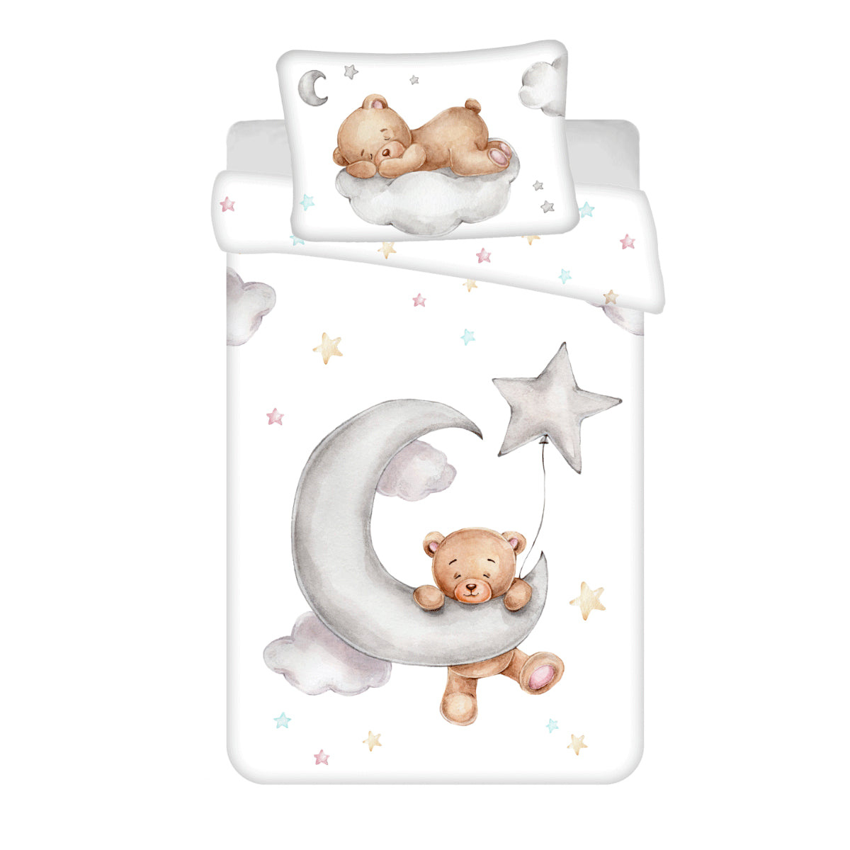 Baby Bettwäsche Teddy Bear Moon 100x135 cm Baumwolle Set mit Reißverschluss