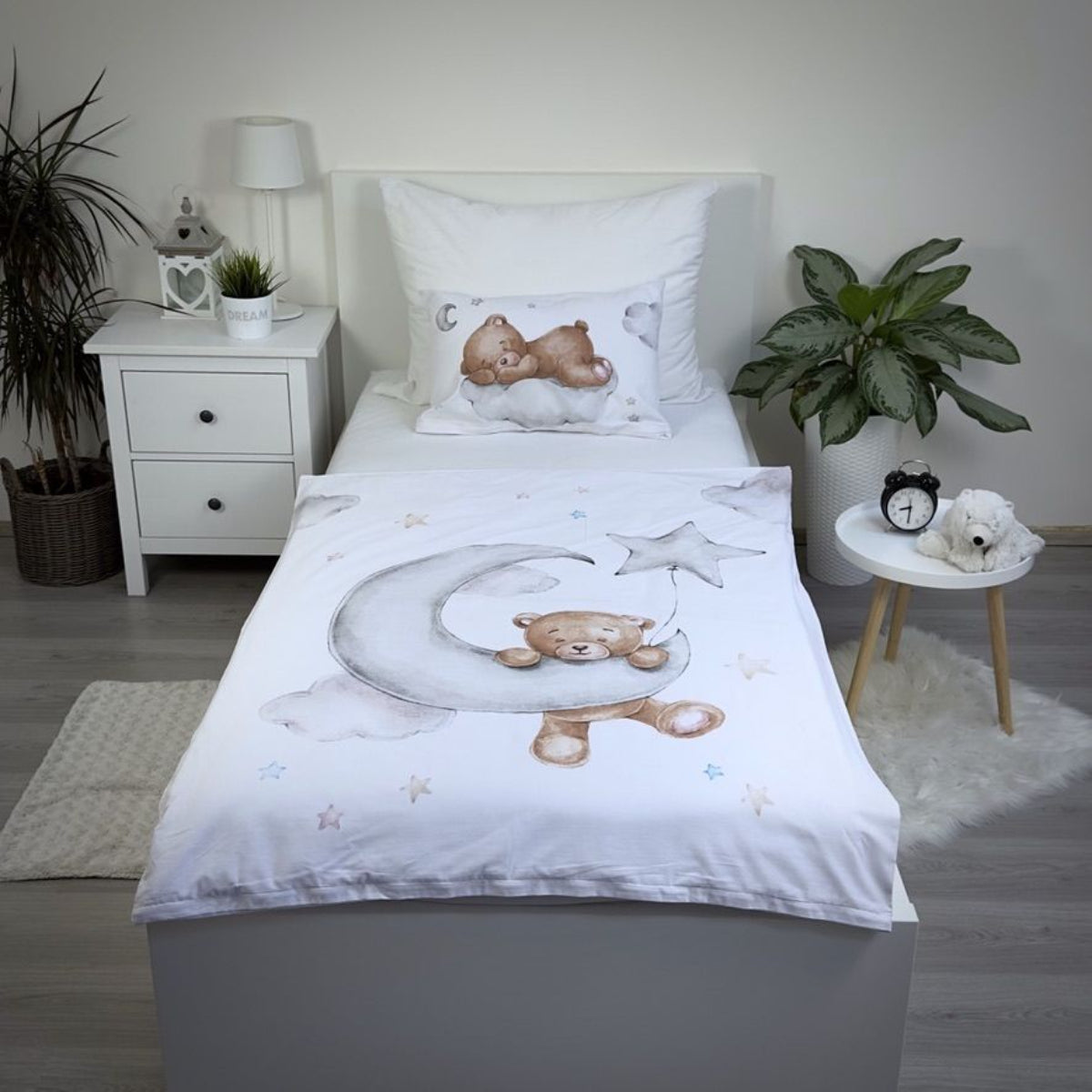 Baby Bettwäsche Teddy Bear Moon 100x135 cm Baumwolle Set mit Reißverschluss