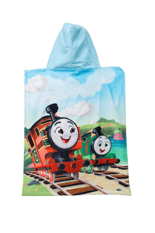 Thomas, die kleine Lokomotive Badeponcho für Kinder Hochwertiger Frottee aus 100 % Baumwolle