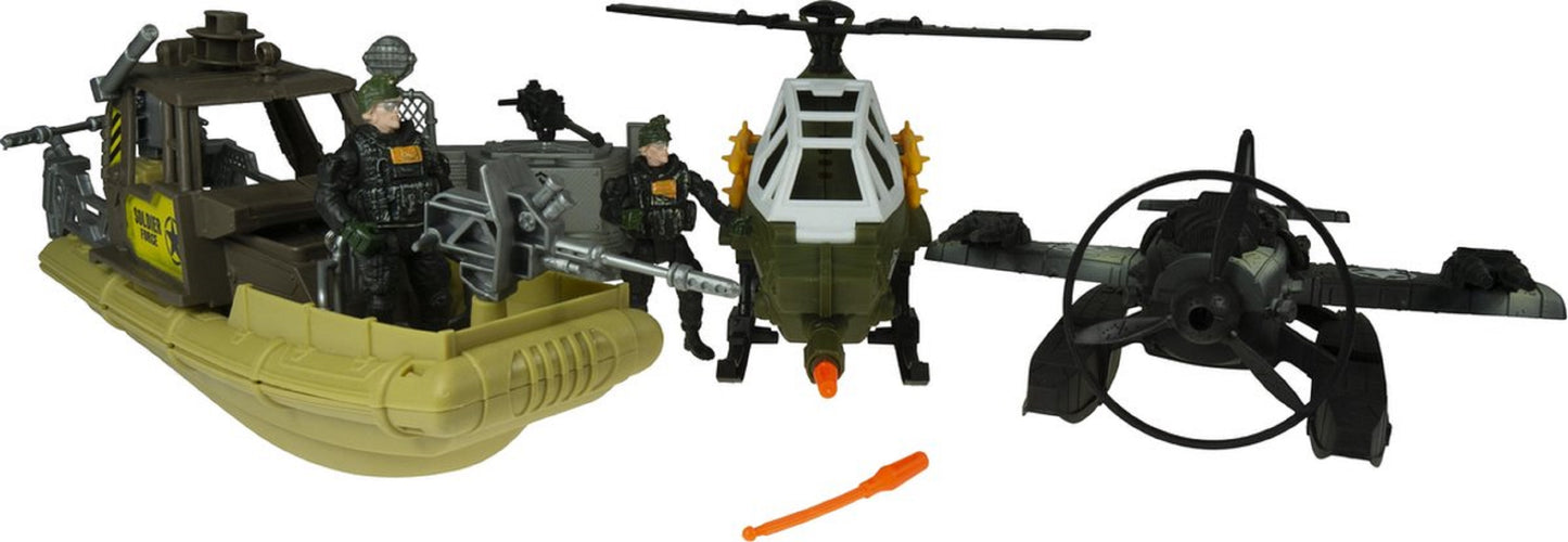 Jollity Works Armee Spielset – Boot mit Figuren & Zubehör