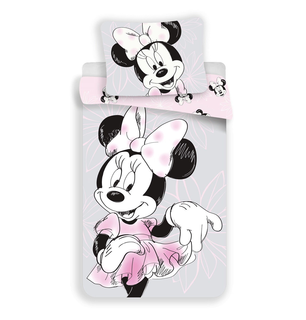 Disney Minnie Mouse Baumwoll-Bettwäsche 140x200 cm Deckenbezug + 70x90 cm Kissenbezug mit Reißverschluss