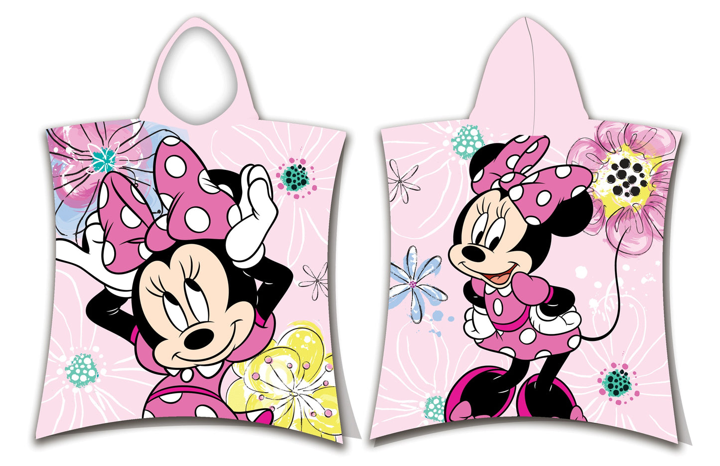 Disney Minnie Mouse Badeponcho für Kinder Hochwertiger Frottee aus 100 % Baumwolle
