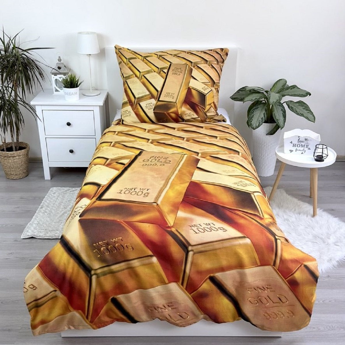 Gold Bars Kuschelige Bettwäsche Polyester, 140x200 cm & 70x90 cm
