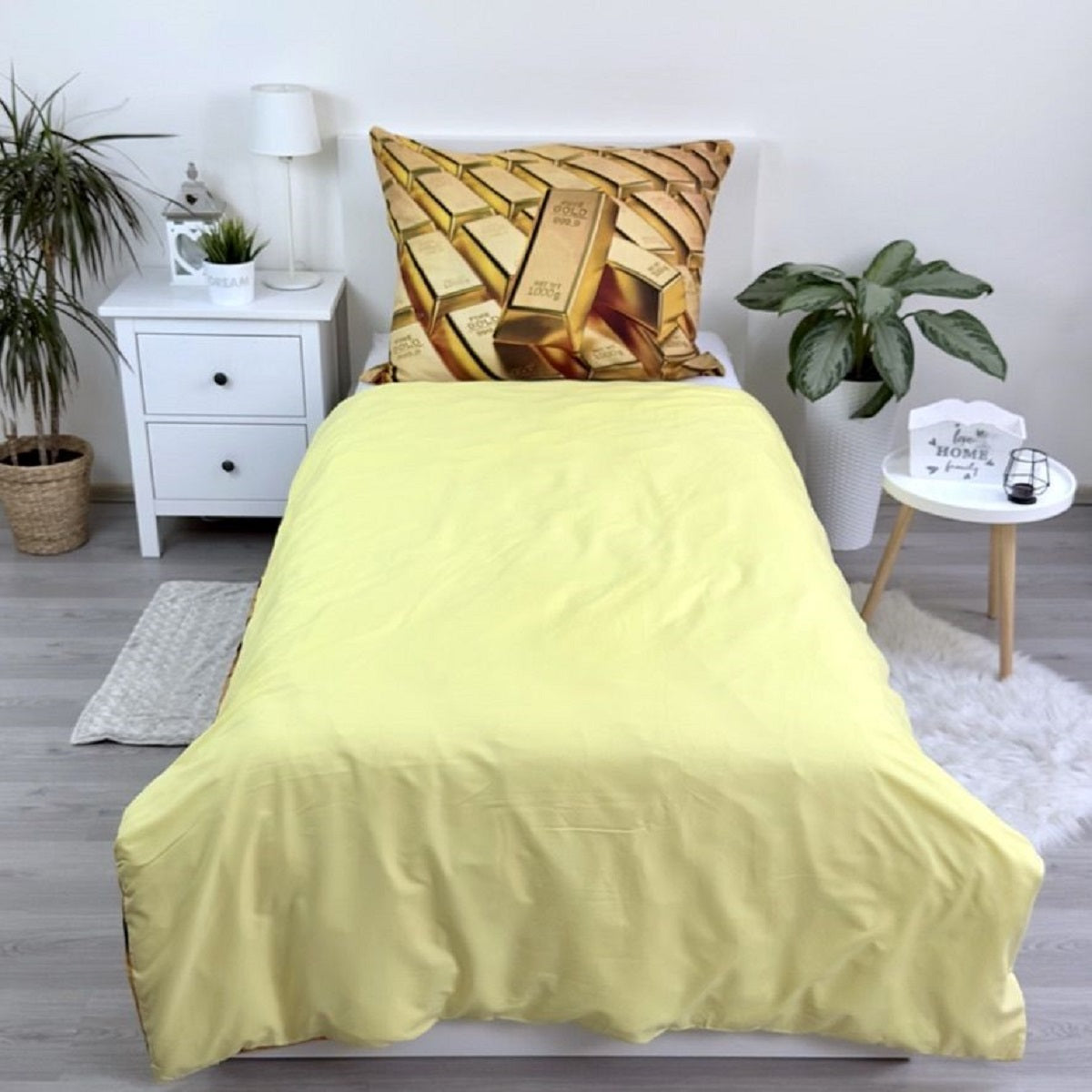 Gold Bars Kuschelige Bettwäsche Polyester, 140x200 cm & 70x90 cm