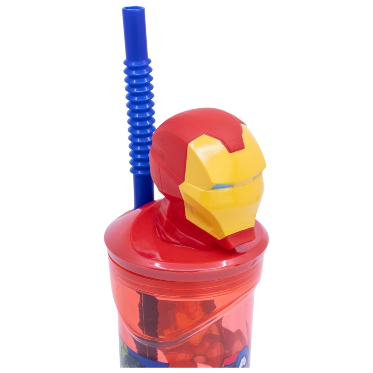 Stor Avengers Iron Man Becher – 3D Kindertrinkbecher mit Strohhalm & Figurdeckel