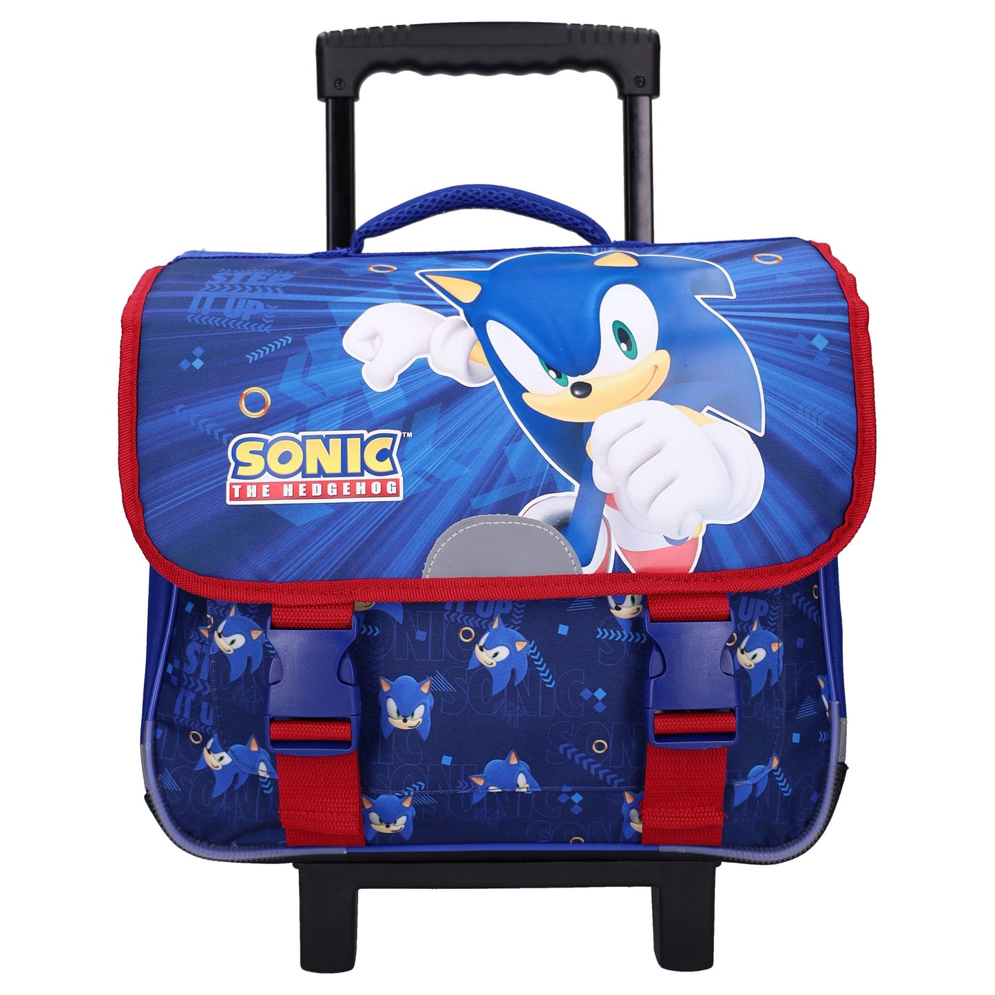 Sonic Still Unstoppable Schultrolley Kinderrucksack mit Frontfach und Schultergurten