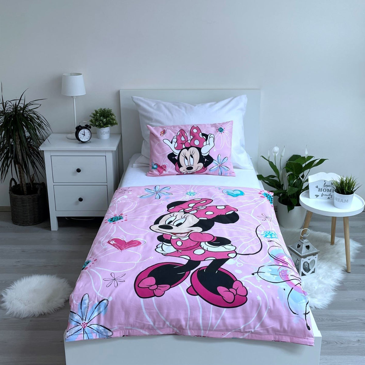 Disney Minnie Mouse Babybettwäsche 100x135 + 40x60 cm 100 % Baumwolle Reißverschluss