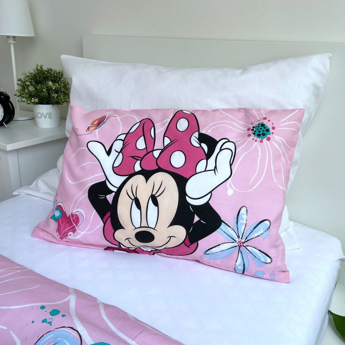 Disney Minnie Mouse Babybettwäsche 100x135 + 40x60 cm 100 % Baumwolle Reißverschluss