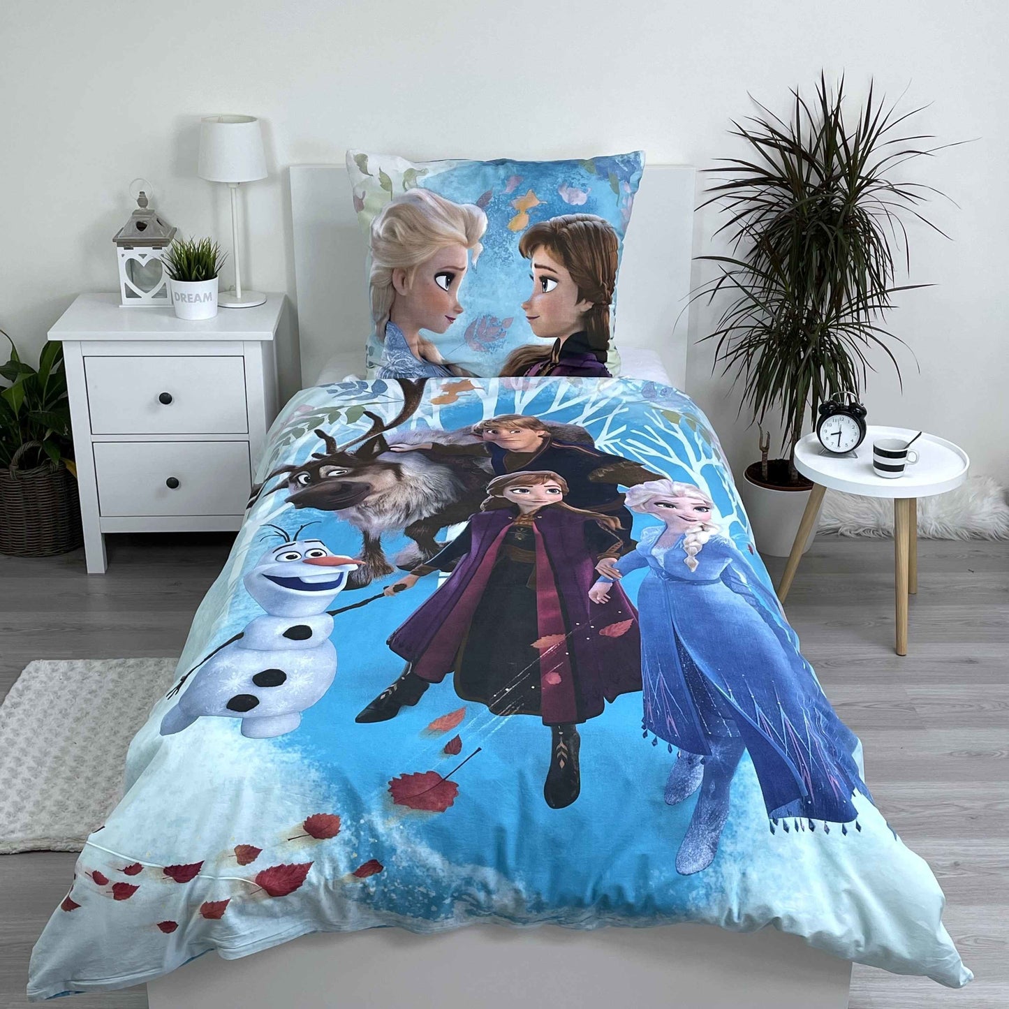 Disney Frozen Baumwolle Bettwäsche - Bettbezug 160x200 cm & Kissenbezug 70x80 cm