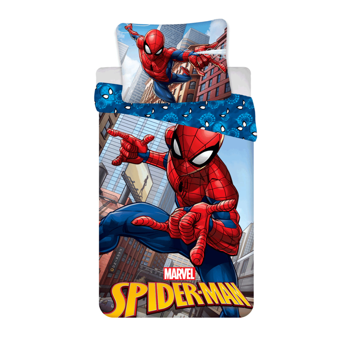 Marvel Spider-Man Bettwäsche 140x200 + 70 x 90 cm Superhelden Design aus 100% Baumwolle