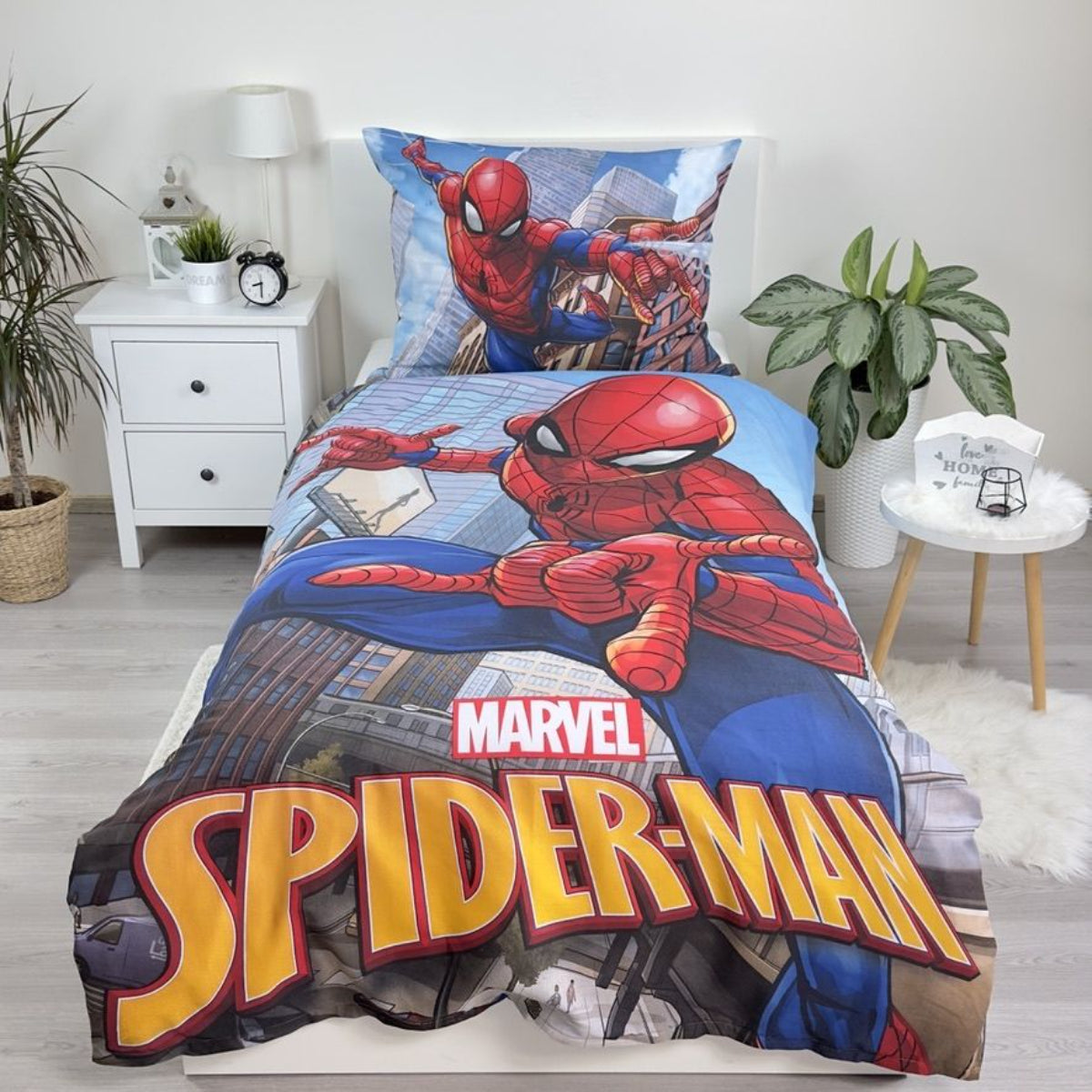 Marvel Spider-Man Bettwäsche 140x200 + 70 x 90 cm Superhelden Design aus 100% Baumwolle