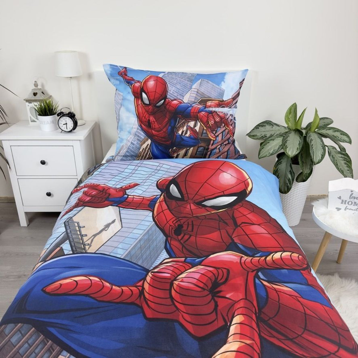 Marvel Spider-Man Bettwäsche 140x200 + 70 x 90 cm Superhelden Design aus 100% Baumwolle