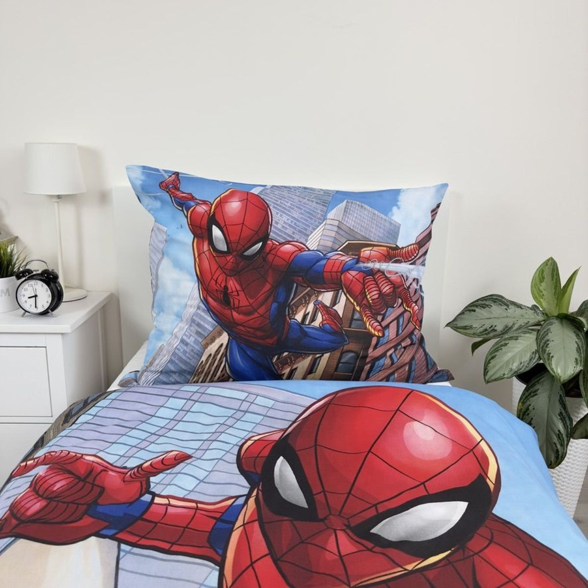 Marvel Spider-Man Bettwäsche 140x200 + 70 x 90 cm Superhelden Design aus 100% Baumwolle